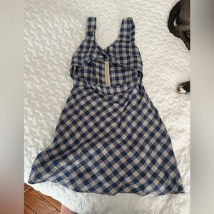Olivaceous Blue and White Halter Sundress